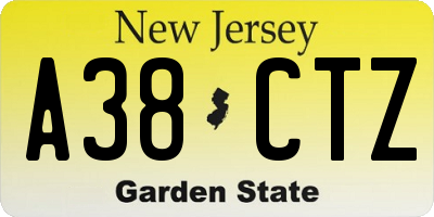 NJ license plate A38CTZ