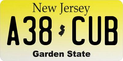 NJ license plate A38CUB