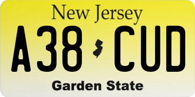 NJ license plate A38CUD