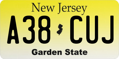 NJ license plate A38CUJ