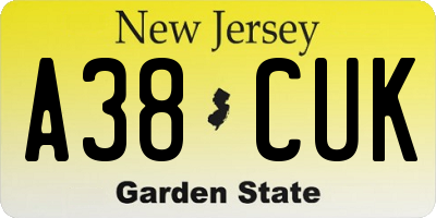 NJ license plate A38CUK