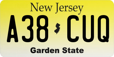 NJ license plate A38CUQ