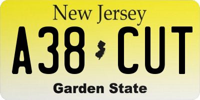NJ license plate A38CUT