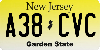 NJ license plate A38CVC