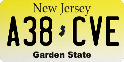 NJ license plate A38CVE