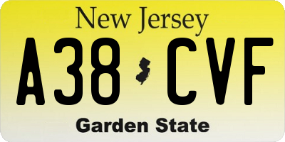NJ license plate A38CVF