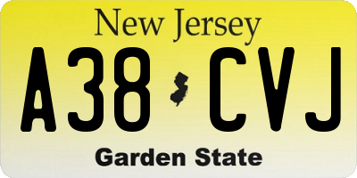 NJ license plate A38CVJ