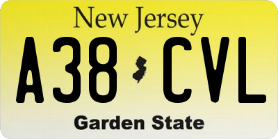NJ license plate A38CVL