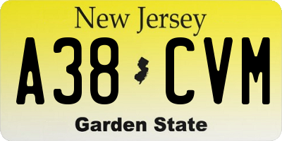 NJ license plate A38CVM