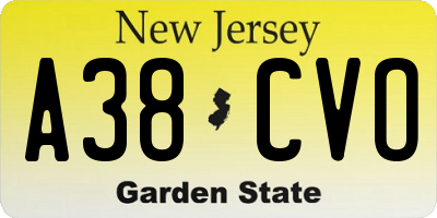 NJ license plate A38CVO