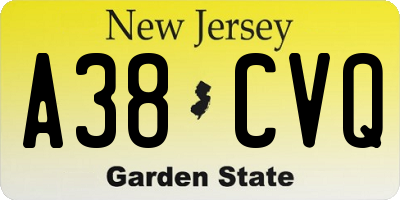 NJ license plate A38CVQ