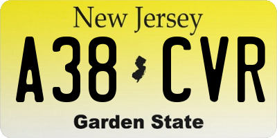 NJ license plate A38CVR