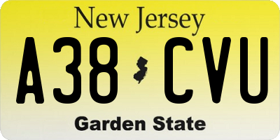 NJ license plate A38CVU
