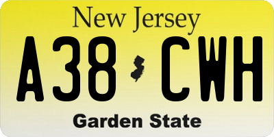 NJ license plate A38CWH