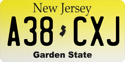NJ license plate A38CXJ