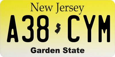 NJ license plate A38CYM
