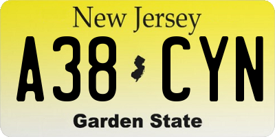 NJ license plate A38CYN