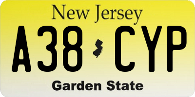 NJ license plate A38CYP