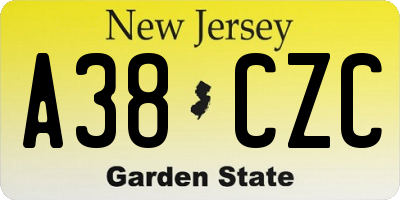 NJ license plate A38CZC