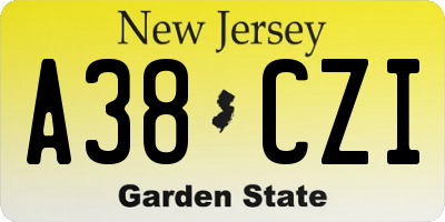 NJ license plate A38CZI