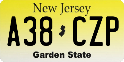 NJ license plate A38CZP