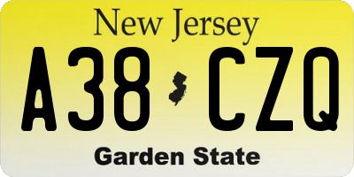 NJ license plate A38CZQ