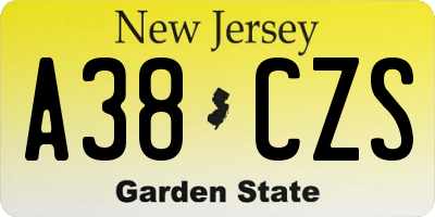 NJ license plate A38CZS