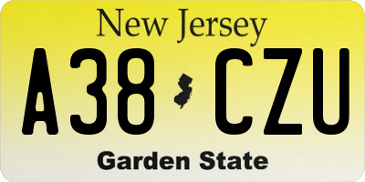 NJ license plate A38CZU
