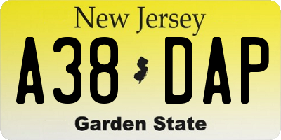 NJ license plate A38DAP