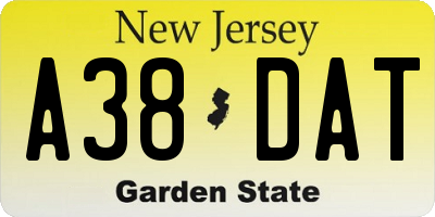 NJ license plate A38DAT