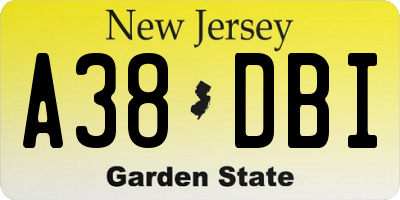 NJ license plate A38DBI