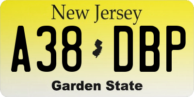 NJ license plate A38DBP