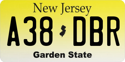 NJ license plate A38DBR