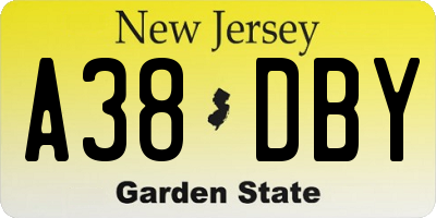 NJ license plate A38DBY