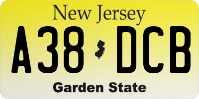 NJ license plate A38DCB