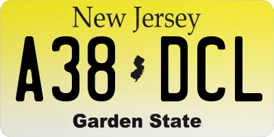 NJ license plate A38DCL
