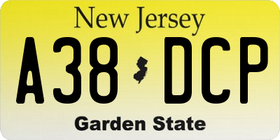 NJ license plate A38DCP