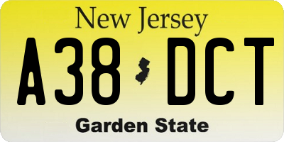 NJ license plate A38DCT