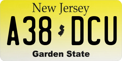 NJ license plate A38DCU