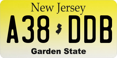 NJ license plate A38DDB