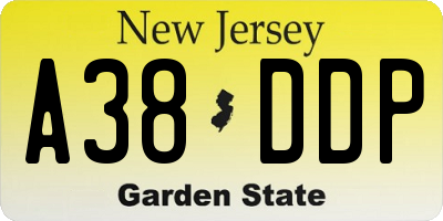 NJ license plate A38DDP