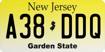NJ license plate A38DDQ