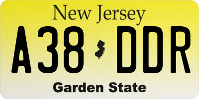 NJ license plate A38DDR