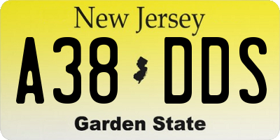 NJ license plate A38DDS