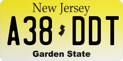 NJ license plate A38DDT