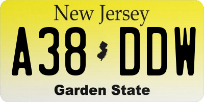 NJ license plate A38DDW