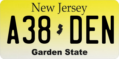 NJ license plate A38DEN