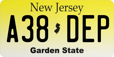 NJ license plate A38DEP