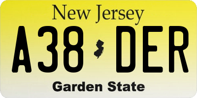 NJ license plate A38DER