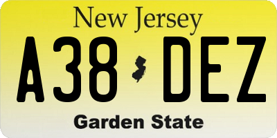 NJ license plate A38DEZ